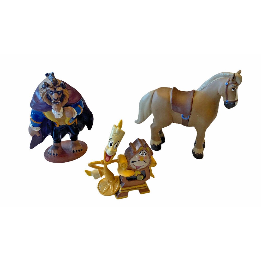 Disney's Beauty The Beast Figurines Philippe Horse PVC Cake Topper cogsworth lot